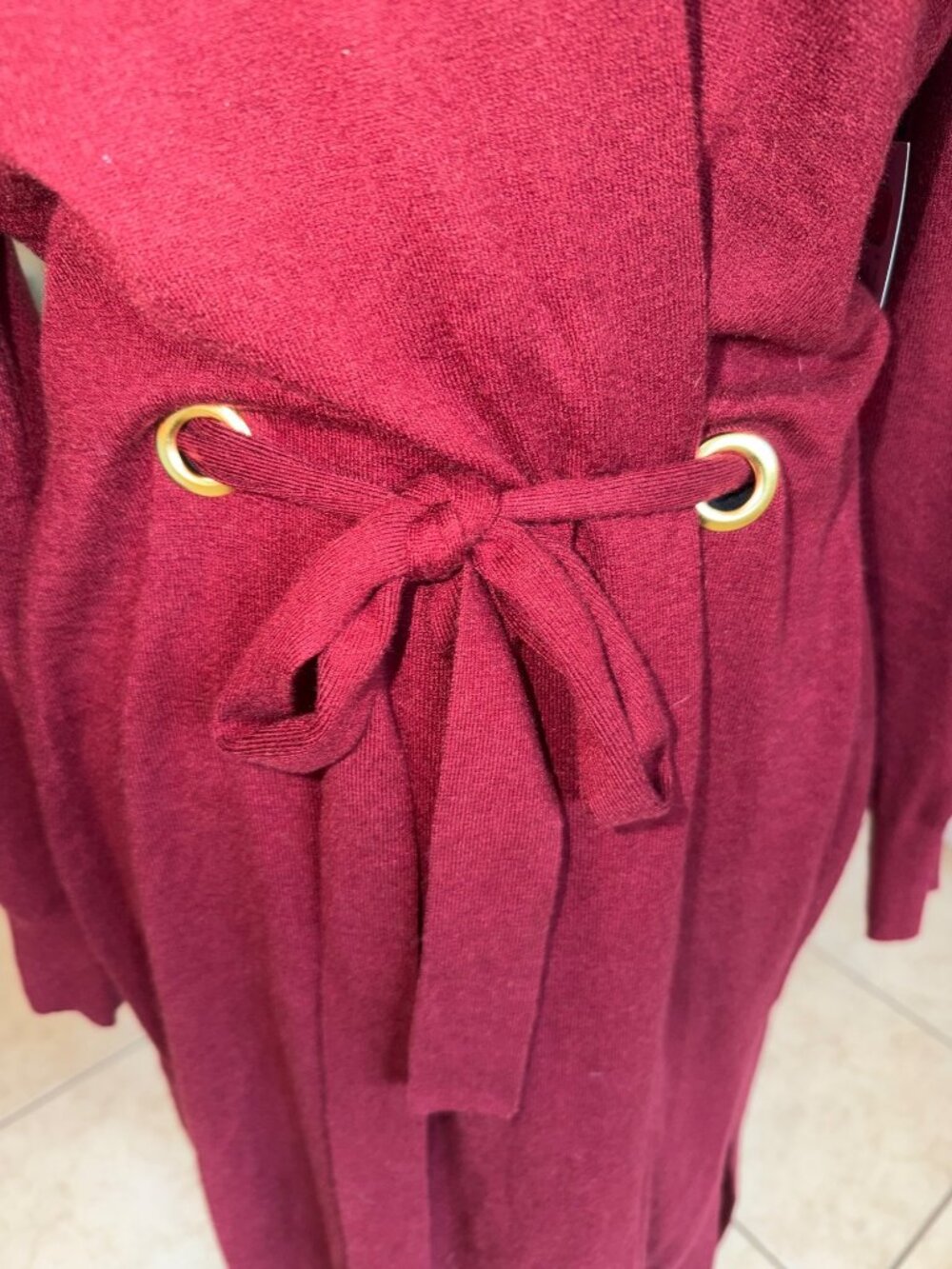 NWT Bold Elements Womens XL Burgundy Claret Long Cardigan Sweater Quiet Luxury - Picture 11 of 11